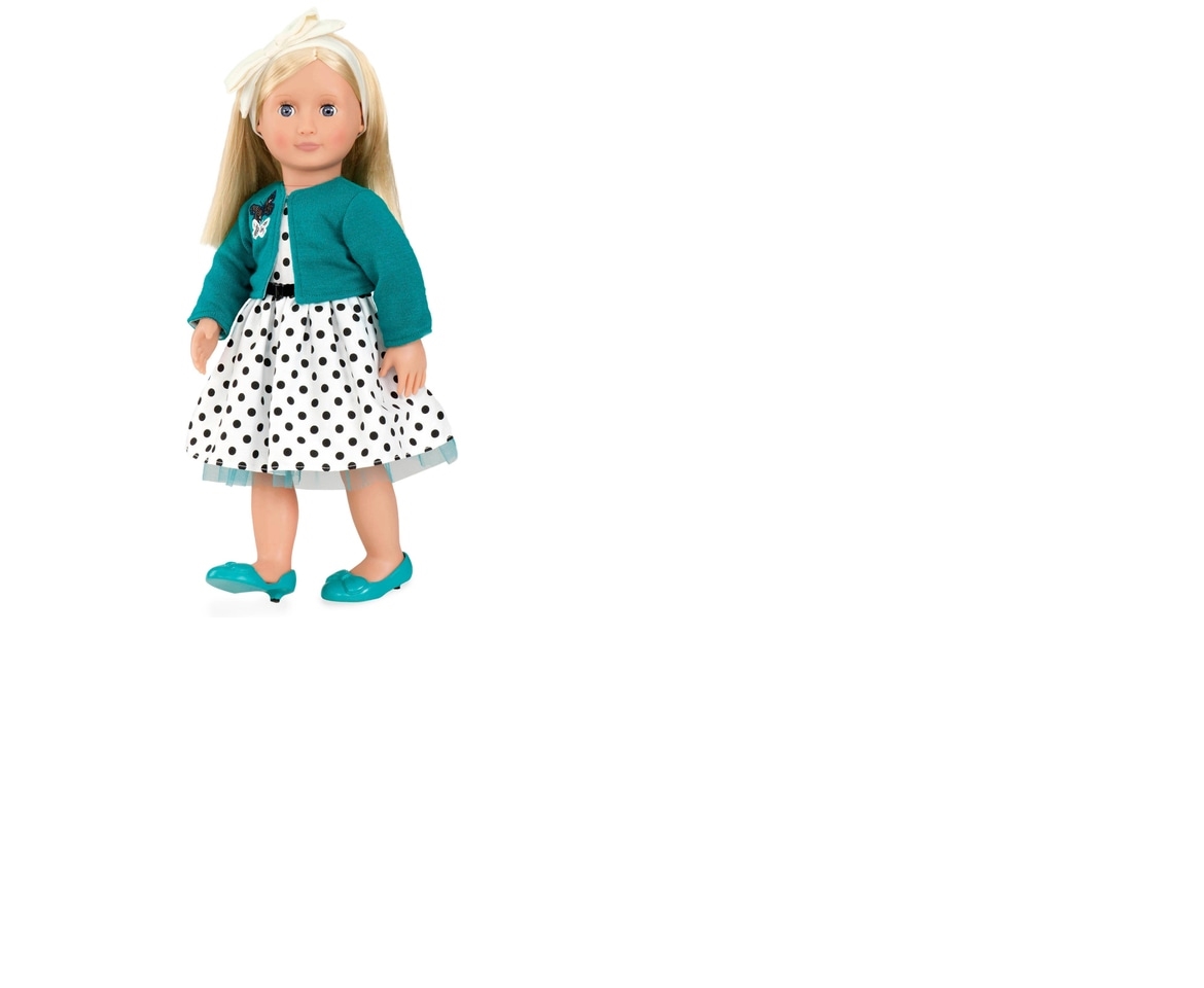 Our Generation - 46 cm Retro Doll with a Party Polka Dots Dress - Ruby