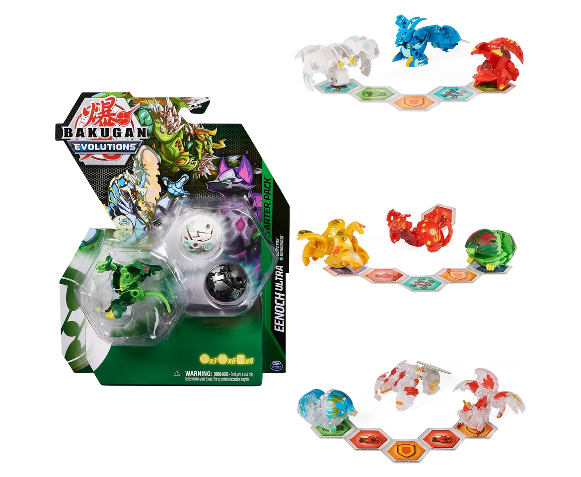 Bakugan Evolutions Starter Pack 3-Pack, Collectible Action Figures, Ages 6  and Up, (STYLES MAY VARY)