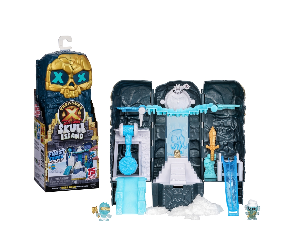  TREASURE X Lost Lands Skull Island Swamp Tower Micro Playset,  15 Levels of Adventure. Survive The Traps and Discover 2 Micro Sized Action  Figures. Will You Find Real Gold Dipped Treasure? 