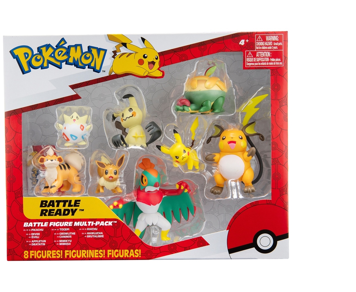 Pokémon Battle Figure 8 Pack Features 2Inch Pikachu, Eevee, Appletun