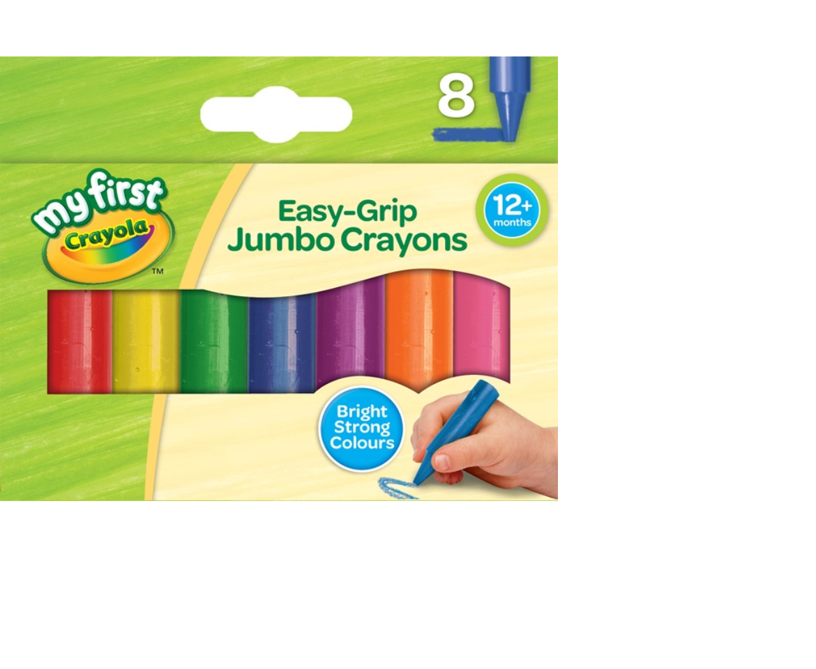Crayola - My First Jumbo Crayons Easy Grip Chunky Colouring Art - 8-Pack