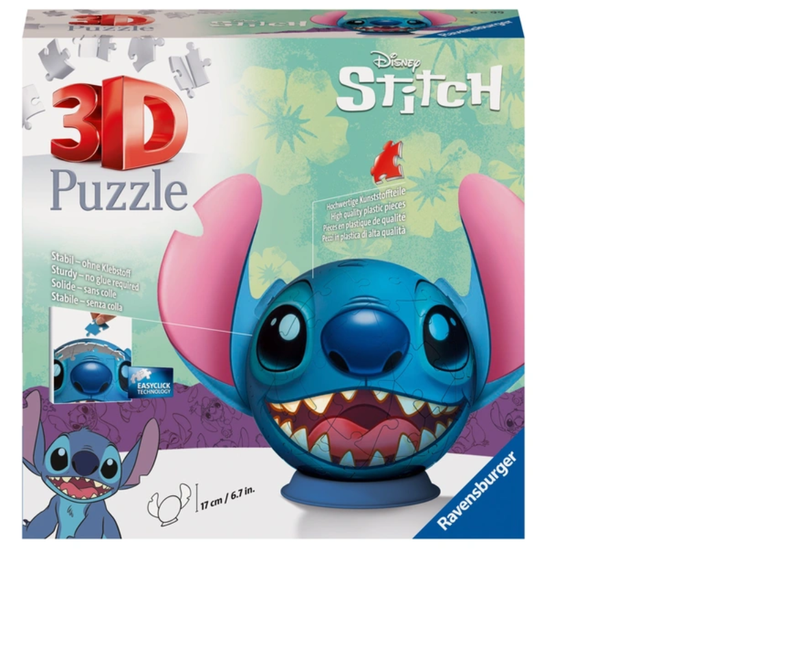 Puzzle 3D Stitch with ears  72pcs., 5–8 years, Toys
