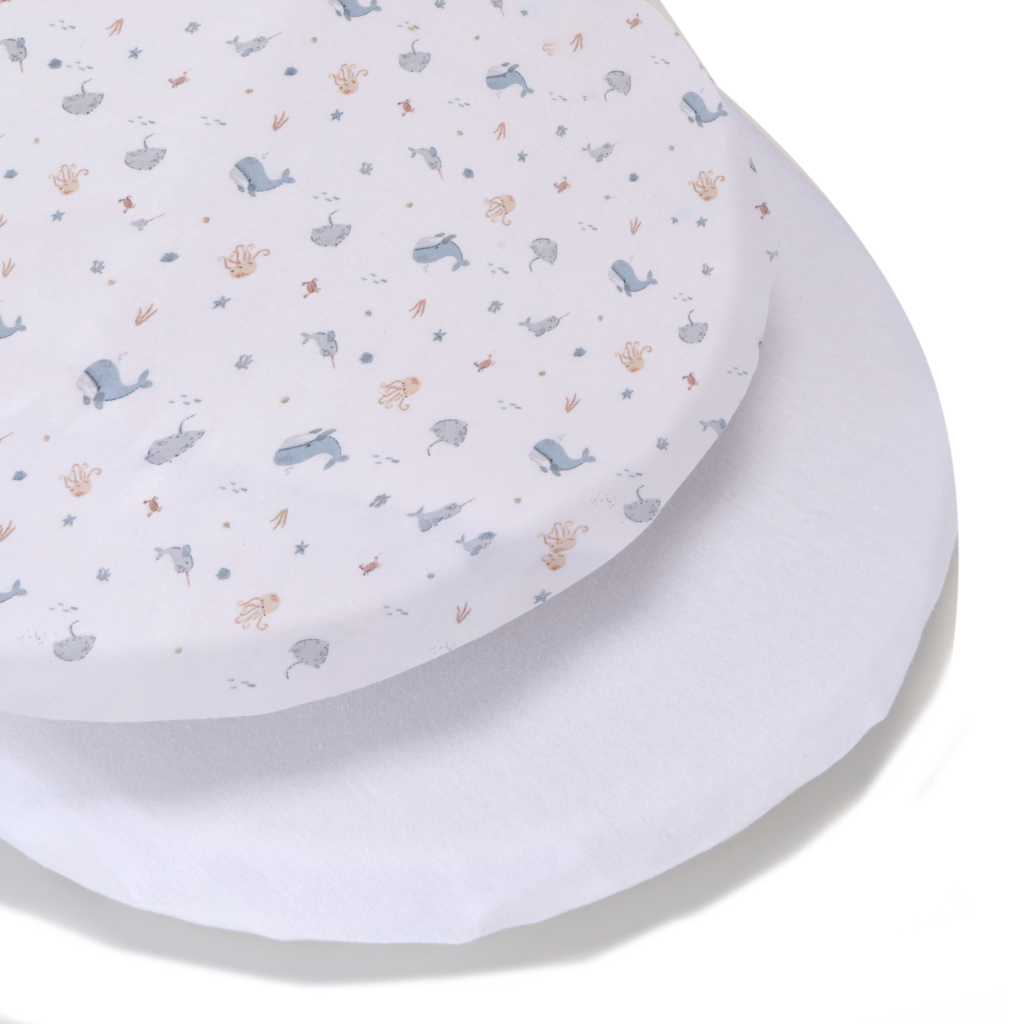Baby Elegance Moses Basket Sheets Under The Sea - 35 X 75Cm - 2 Pack