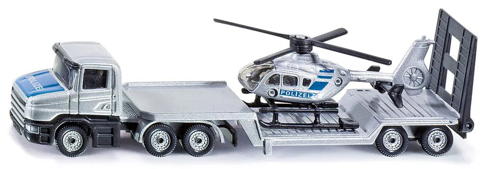 Siku Police Low Loader With Helicopter 1:87 Scale