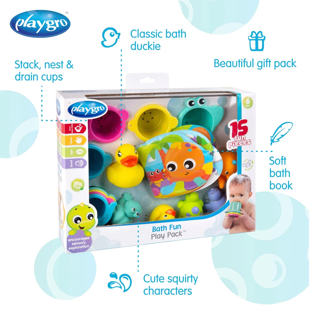Playgro Bath Toys 15 Piece Play Pack