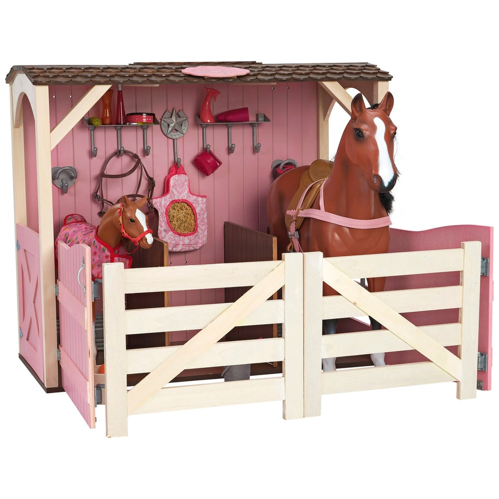 Our Generation Horses Saddle Up Stables Horse Barn And Accessories Playset