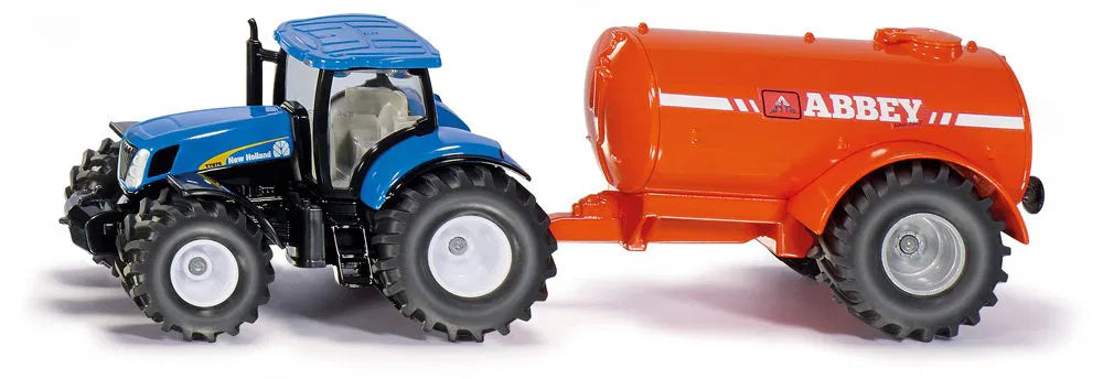 Siku 1:50 New Holland T7070 Tractor And Abbey Single Axle Vacuum Tanker