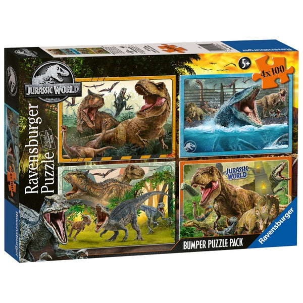 Ravensburger Jurassic World Classic 4X 100-Piece Jigsaw Puzzle Bumper Pack