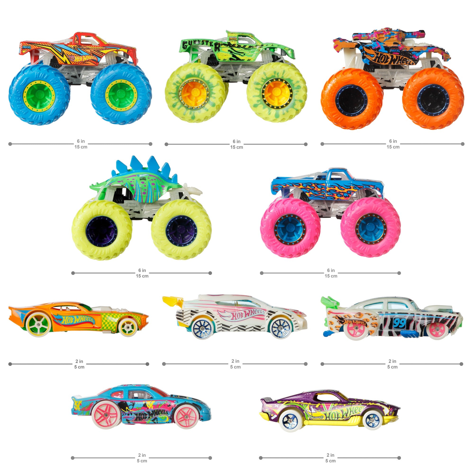 Hot Wheels Monster Trucks Glow In The Dark Multipack