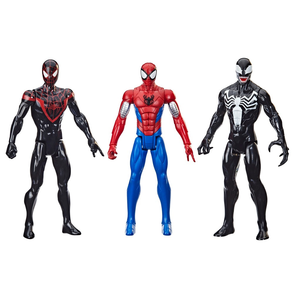 Marvel Titan Hero Series Action Figures Spider-Man, Miles Morales And Venom 3 Pack 30Cm
