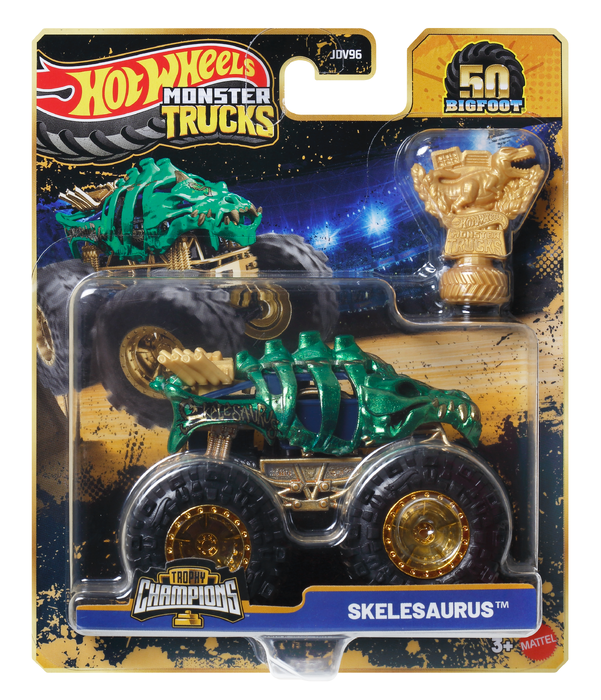 Hot Wheels Monster Trucks Trophy Champions Premium Die-Cast 1:64 Scale & Trophy