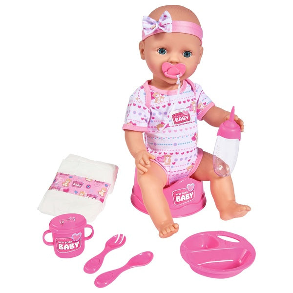 Newborn Baby Doll With Potty And Accessories Set