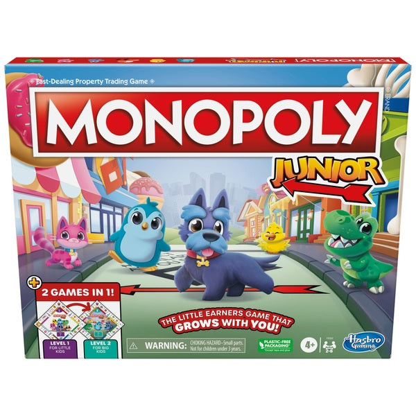 Monopoly Junior Board Game, 2-Sided Gameboard, 2 Games In 1, Monopoly Game