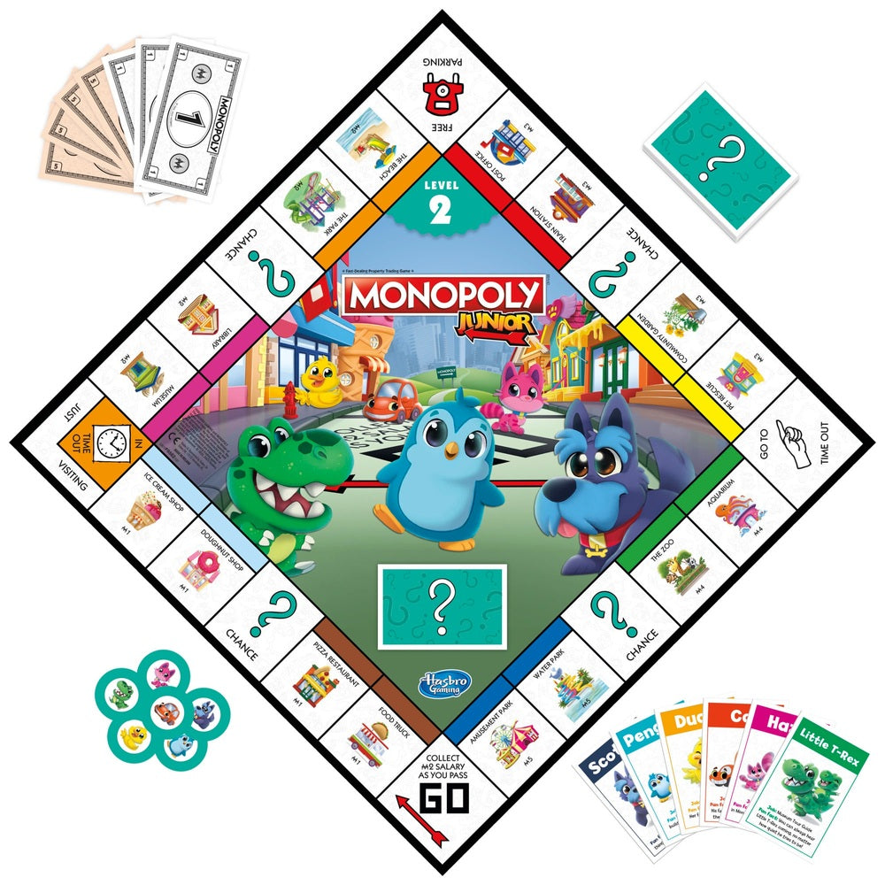 Monopoly Junior Board Game, 2-Sided Gameboard, 2 Games In 1, Monopoly Game