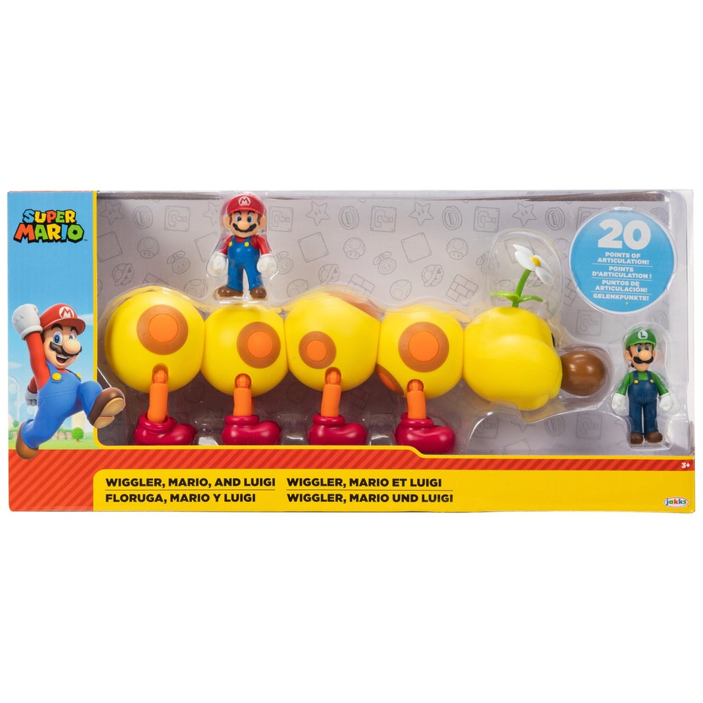Super Mario Wiggler, Mario, And Luigi Figure Set
