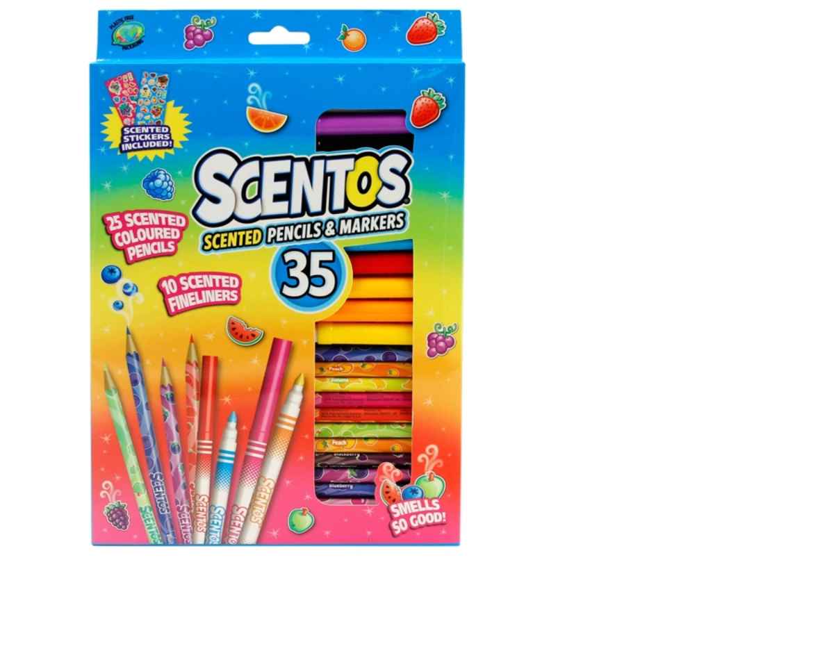 Scentos Fine Line Markers & Coloured Pencils 35 Pack