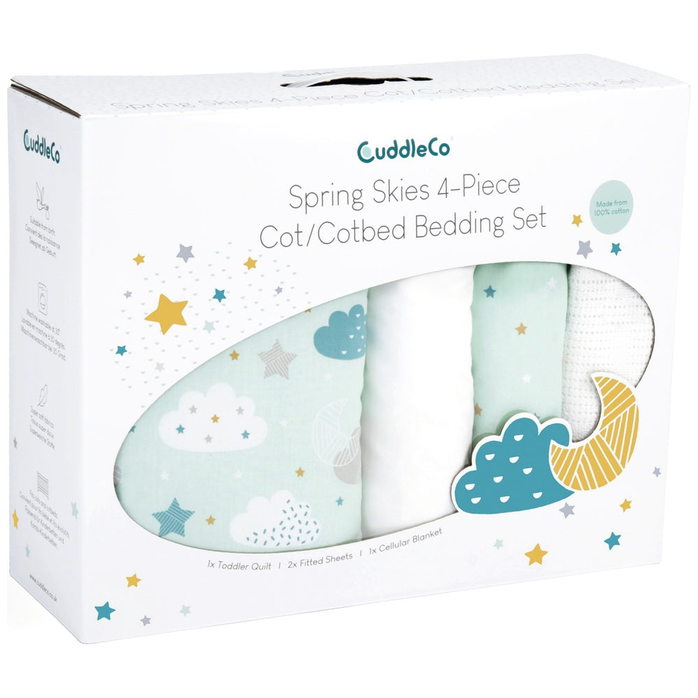 Cuddleco Spring Skies 4 Piece Cot Bed Bedding Set