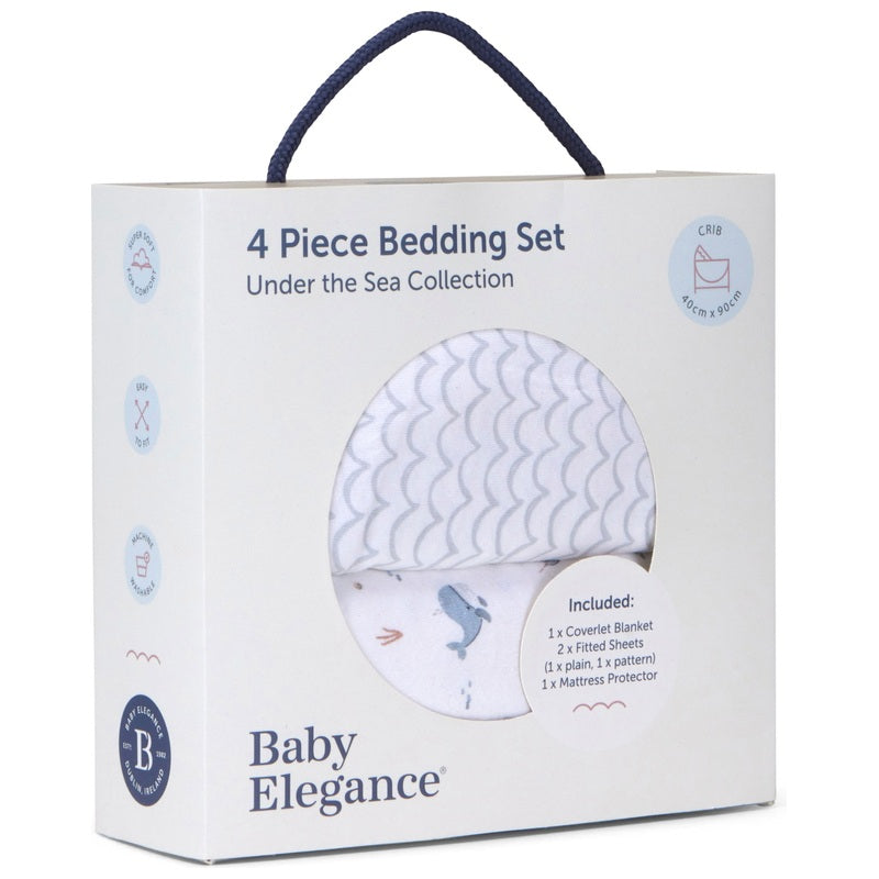 Baby Elegance Crib Bedding Set - Under The Sea - 45 X 90Cm - 4Pcs