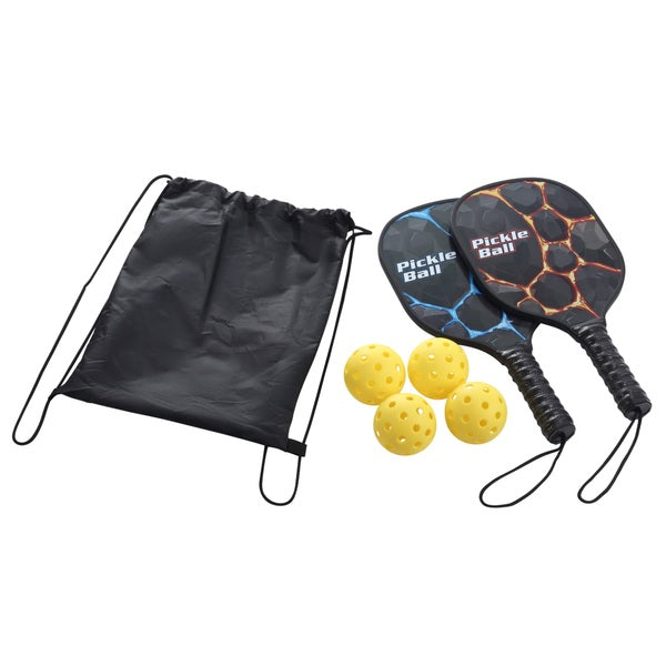 Pickleball Set - 2X Pickleball Paddles, 4X Balls, & Drawstring Bag