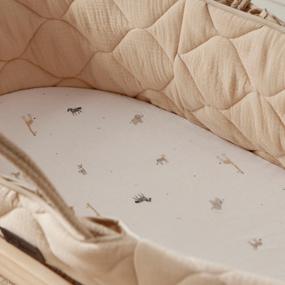 Baby Elegance Moses Basket Jersey Cotton Fitted Sheets Safari 70 X 30Cm