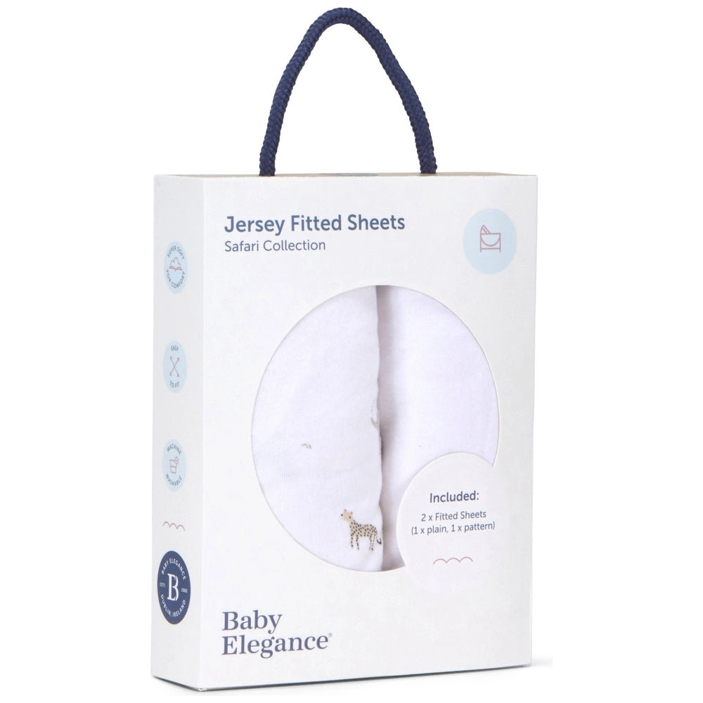 Baby Elegance Moses Basket Jersey Cotton Fitted Sheets Safari 70 X 30Cm