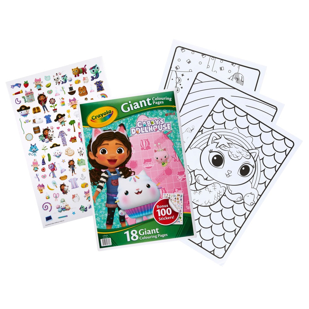 Crayola Gabby's Dollhouse Giant Colouring Pages With 100 Stickers