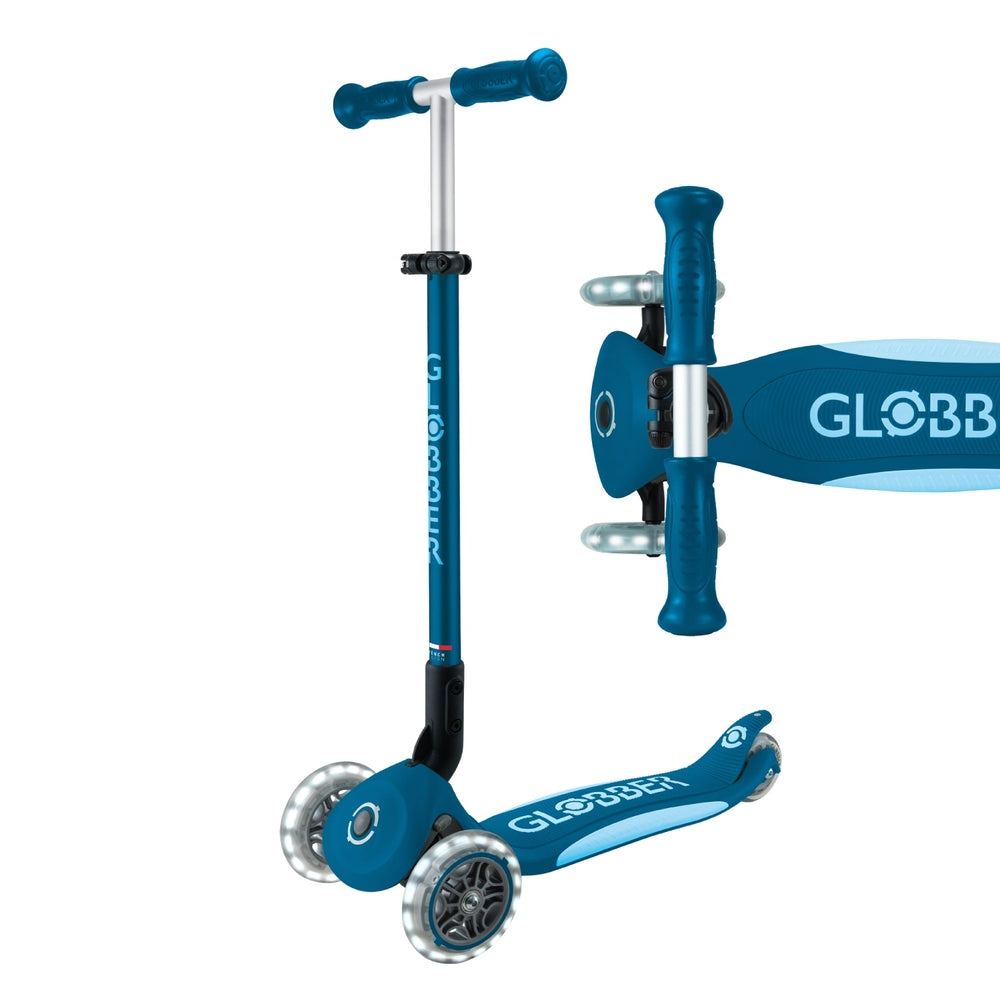 Globber Primo Foldable Plus Lights Scooter Navy Blue