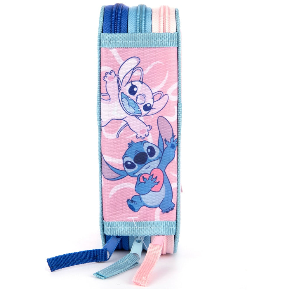 Disney Stitch And Angel Triple Layered Pencil Case
