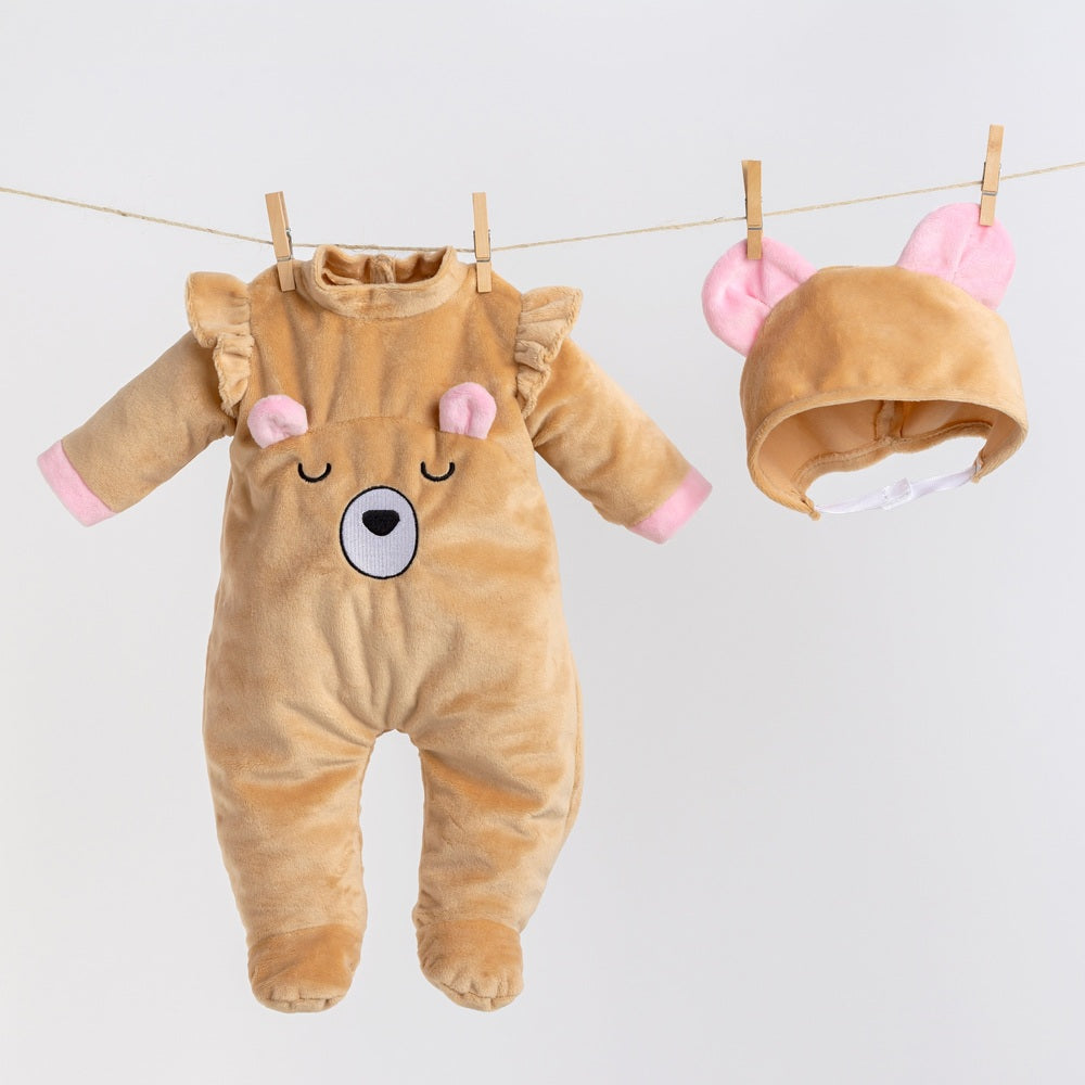 Ivy & Lily Bear Romper With Hat 43Cm