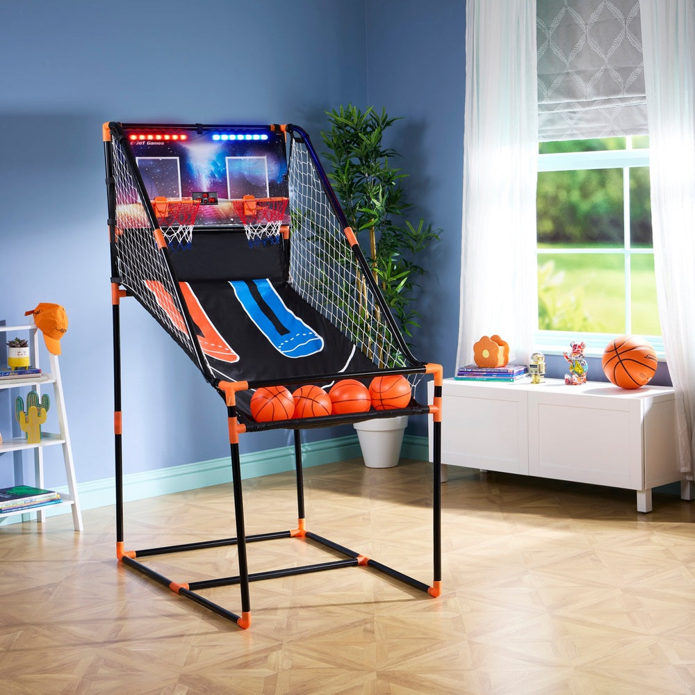 Double Shot Basketball Arcade Game With Led Lights
