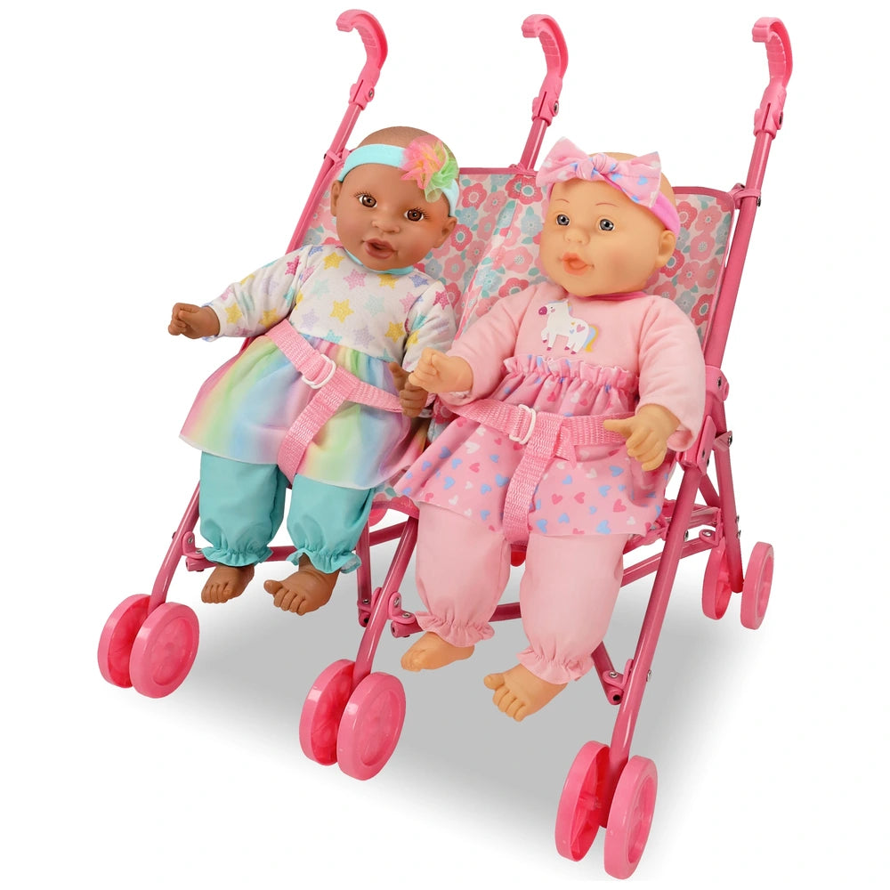Kisses & Cuddles Baby Doll And Twin Stroller Set