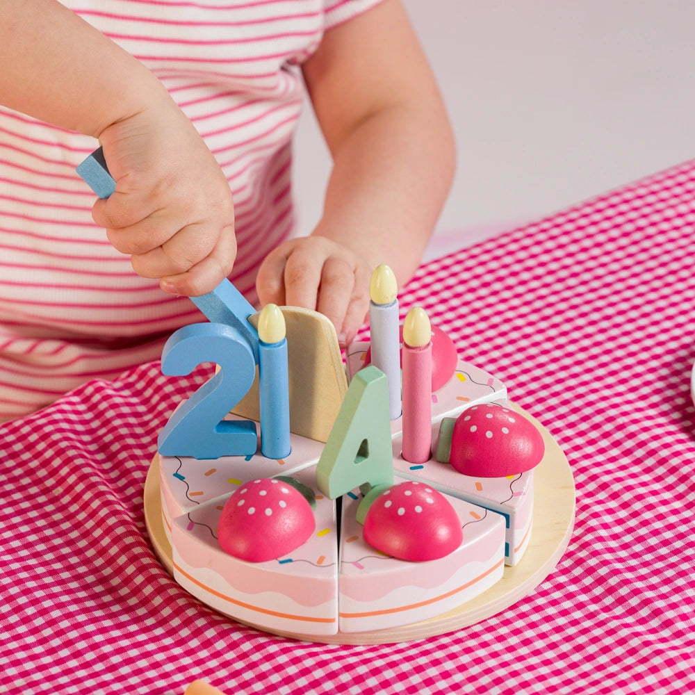 Kitchen Corner Wooden Birthday Cake With Strawberries