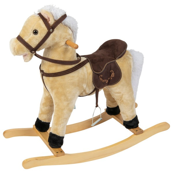 Beige Wooden Rocking Horse