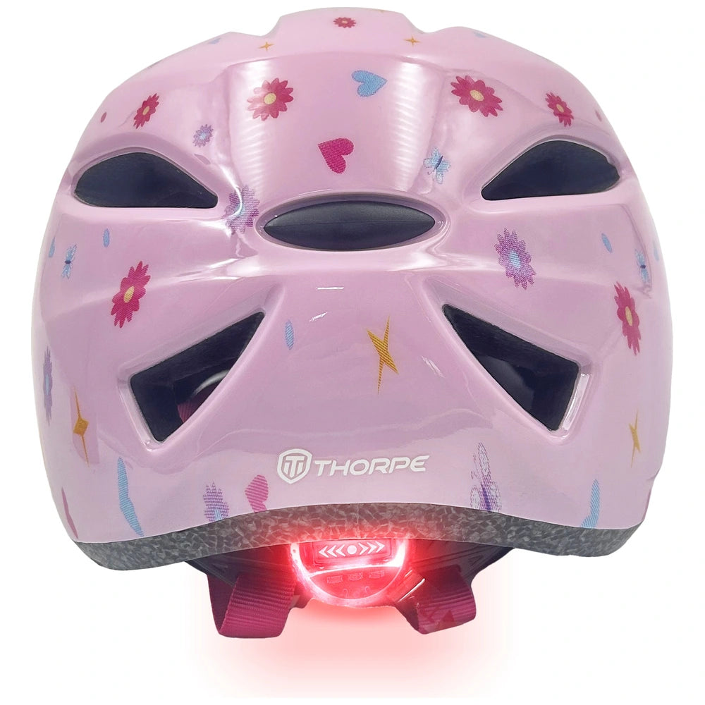 Thorpe Kids Bike Helmet With Rear Led Light Pink Fairy Size 48 - 52Cm