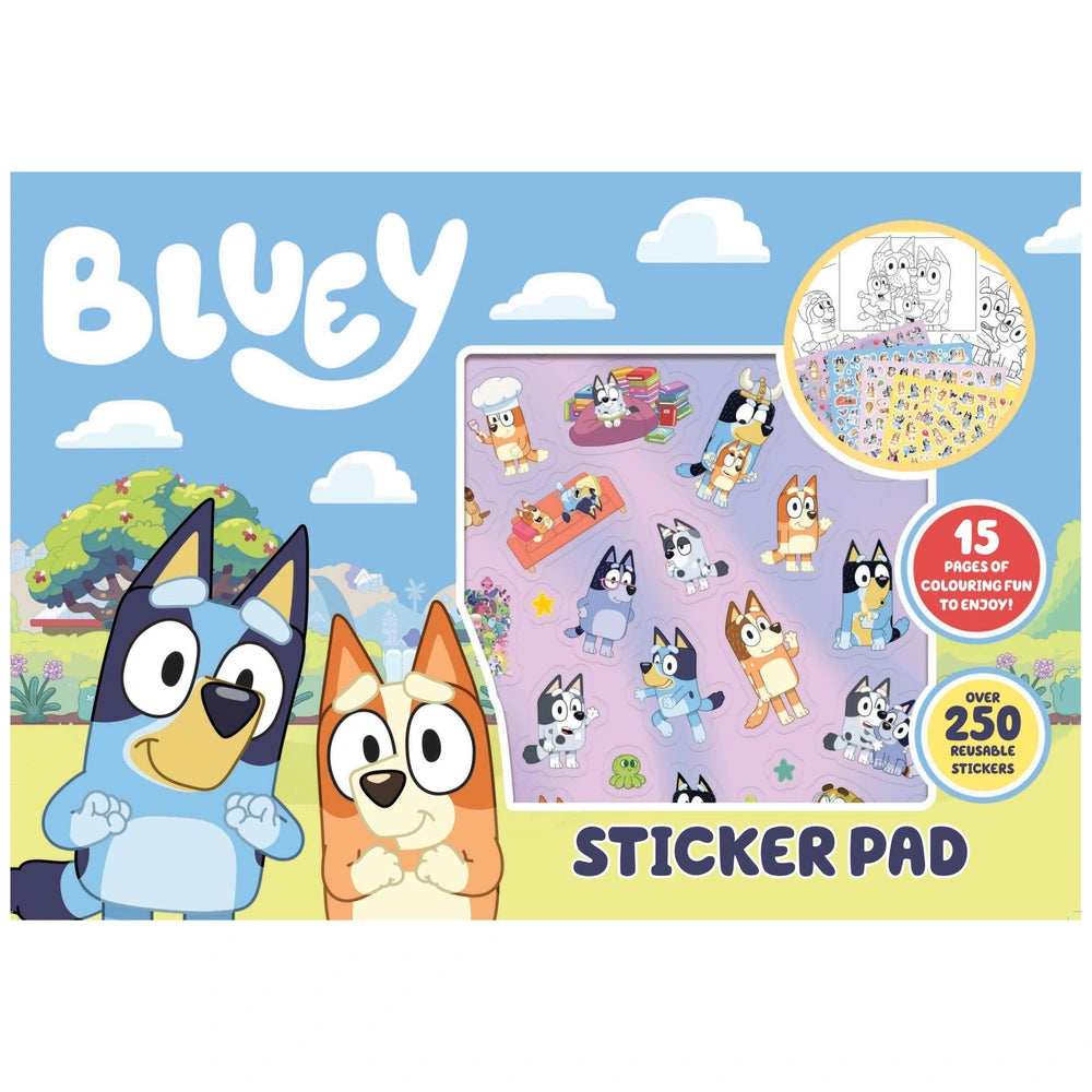 Bluey Colouring Pages Sticker Pad With 250 Reusable Stickers