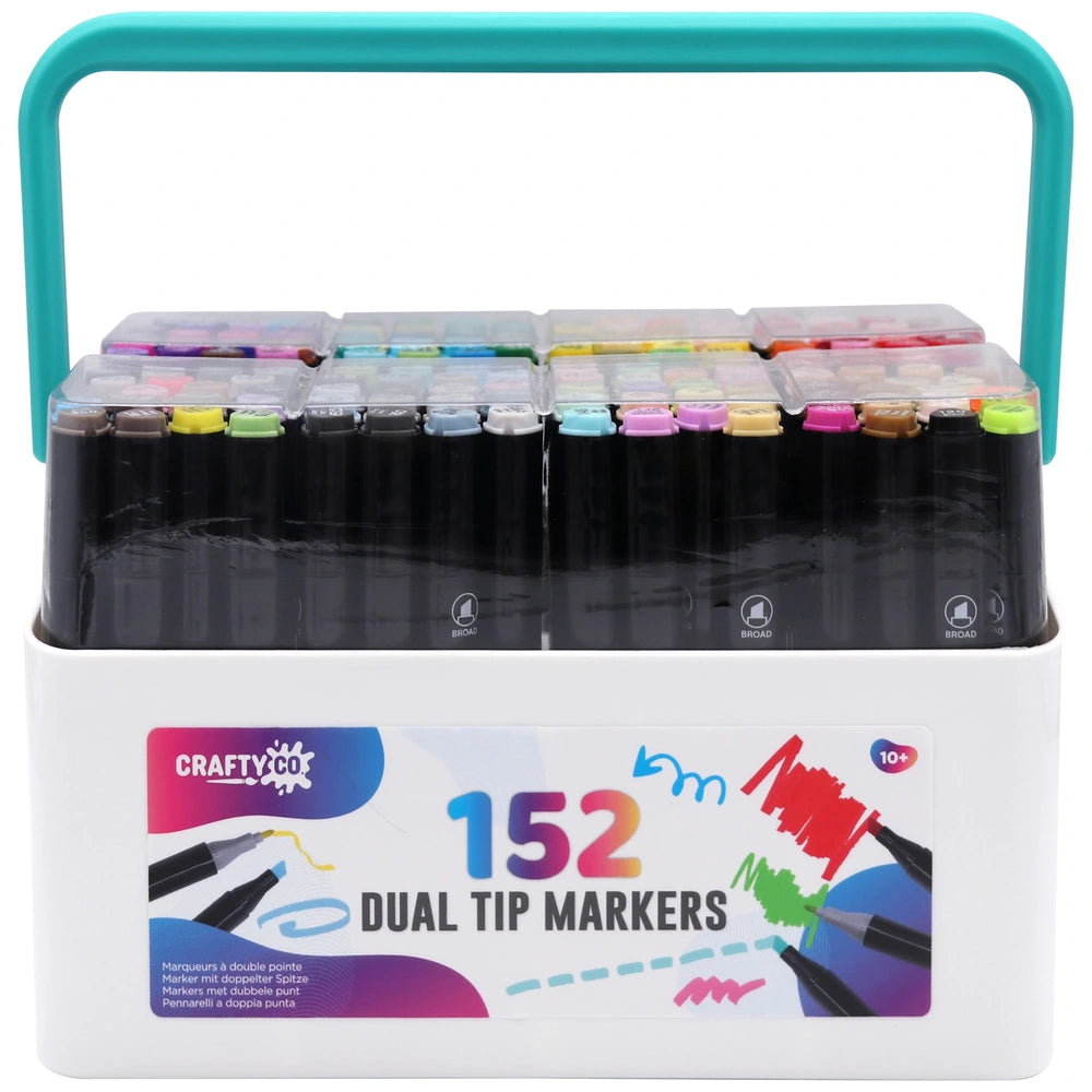 Crafty Co. Dual Tip Twin Markers With Storage Case Set 152 Piece