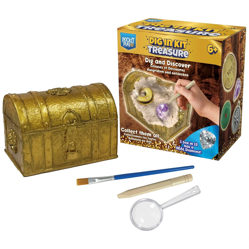 Pocket Play Dig In Kit Gold Treasure Chest