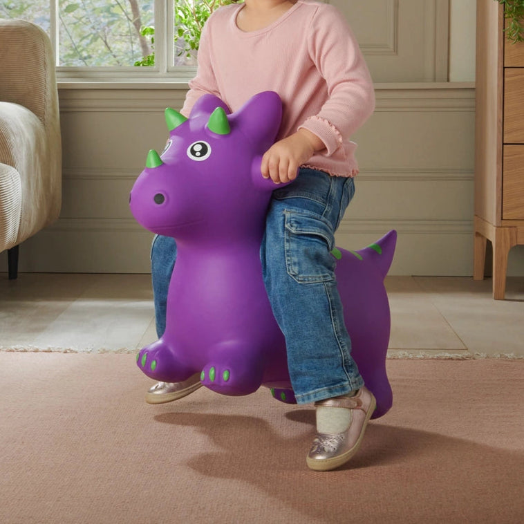 Big Steps Jumping Dragon Inflatable Ride On Purple