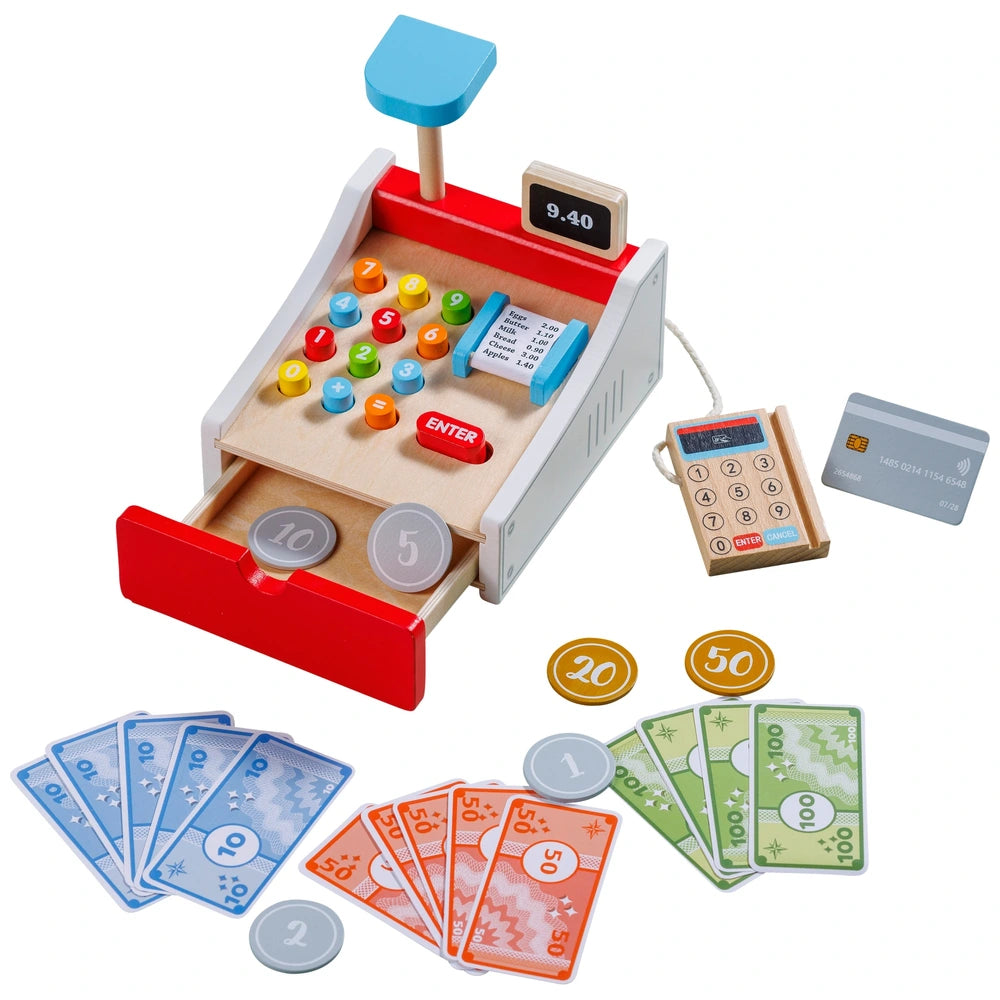 Kitchen Corner Wooden Cash Register With Accessories