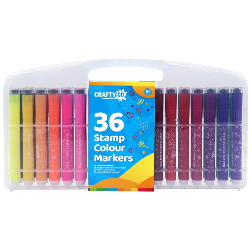 Crafty Co. Stamp Colour Markers With Storage Case Set 36 Piece