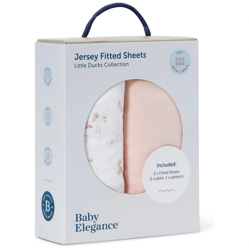 Baby Elegance Cot 2 Piece Fitted Sheets Set Little Ducks 120 X 60Cm