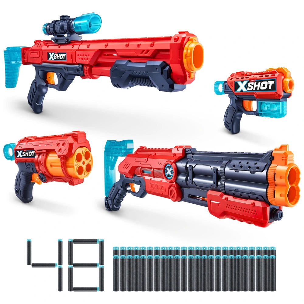 Xshot By Zuru Excel Ultimate Shootout Blaster 4 Pack With 48 Darts