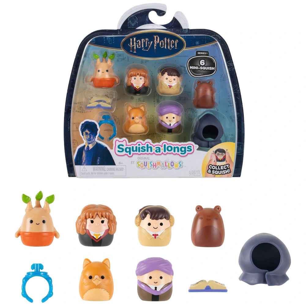Original Squishmallows Squish-A-Longs Harry Potter Mini-Squish And Accessory 6 Pack