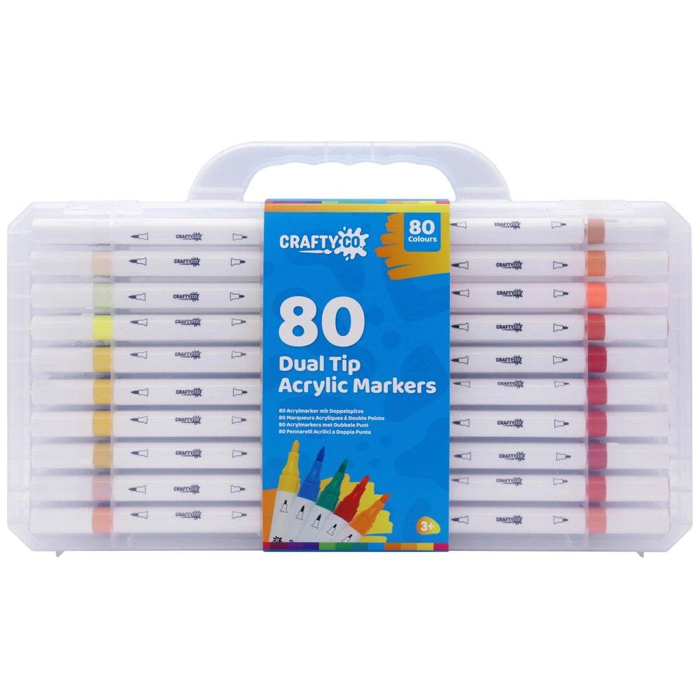 Crafty Co. Dual Tip Acrylic Markers With Storage Case Set 80 Piece