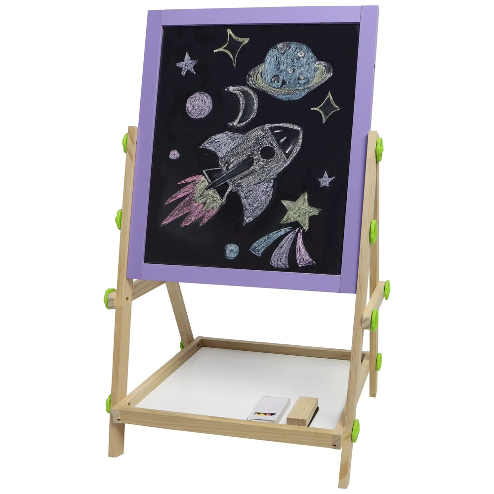 2-In-1 Desktop Wooden Easel And Chalkboard Set