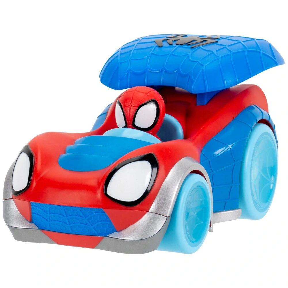 Marvel Spidey And His Amazing Friends Power Web Racer - 8-Inch Vehicle With Rev Up Spoiler, Light Up Wheels, And Built-In-Character