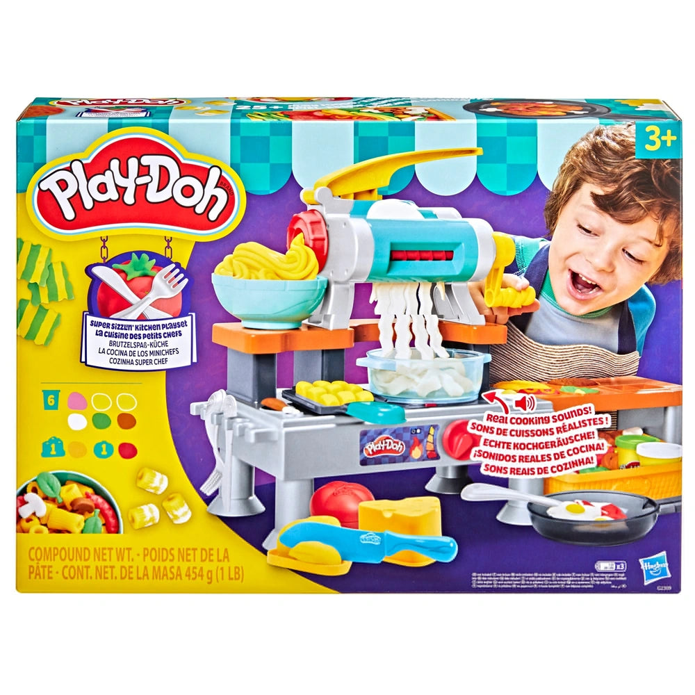 Play-Doh Super Sizzlin' Kitchen Playset Realistic Cooking Toy Sounds And 25+ Play Foods To Create