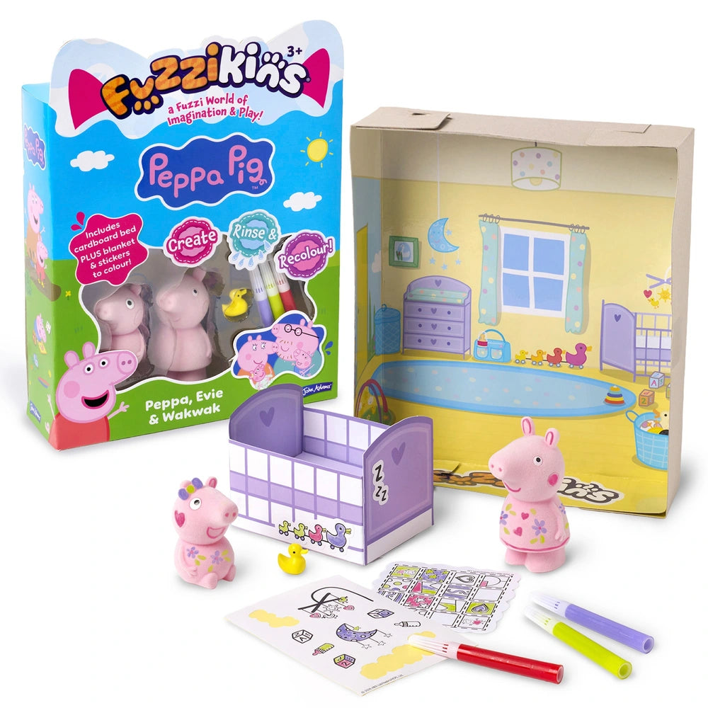 Fuzzikins Colour And Play Set Peppa Pig Peppa, Evie And Wakwak