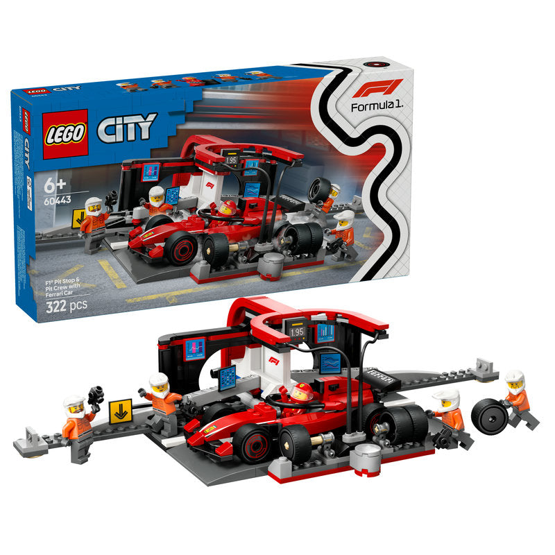Lego® City F1® Pit Stop & Pit Crew With Ferrari Car Racing Vehicle Toy 60443