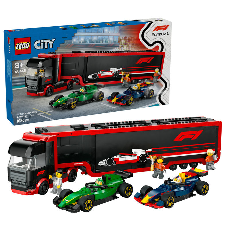 Lego® City 60445 F1® Truck With Rb20 & Amr24 F1® Cars Toy Racing Transporter Set